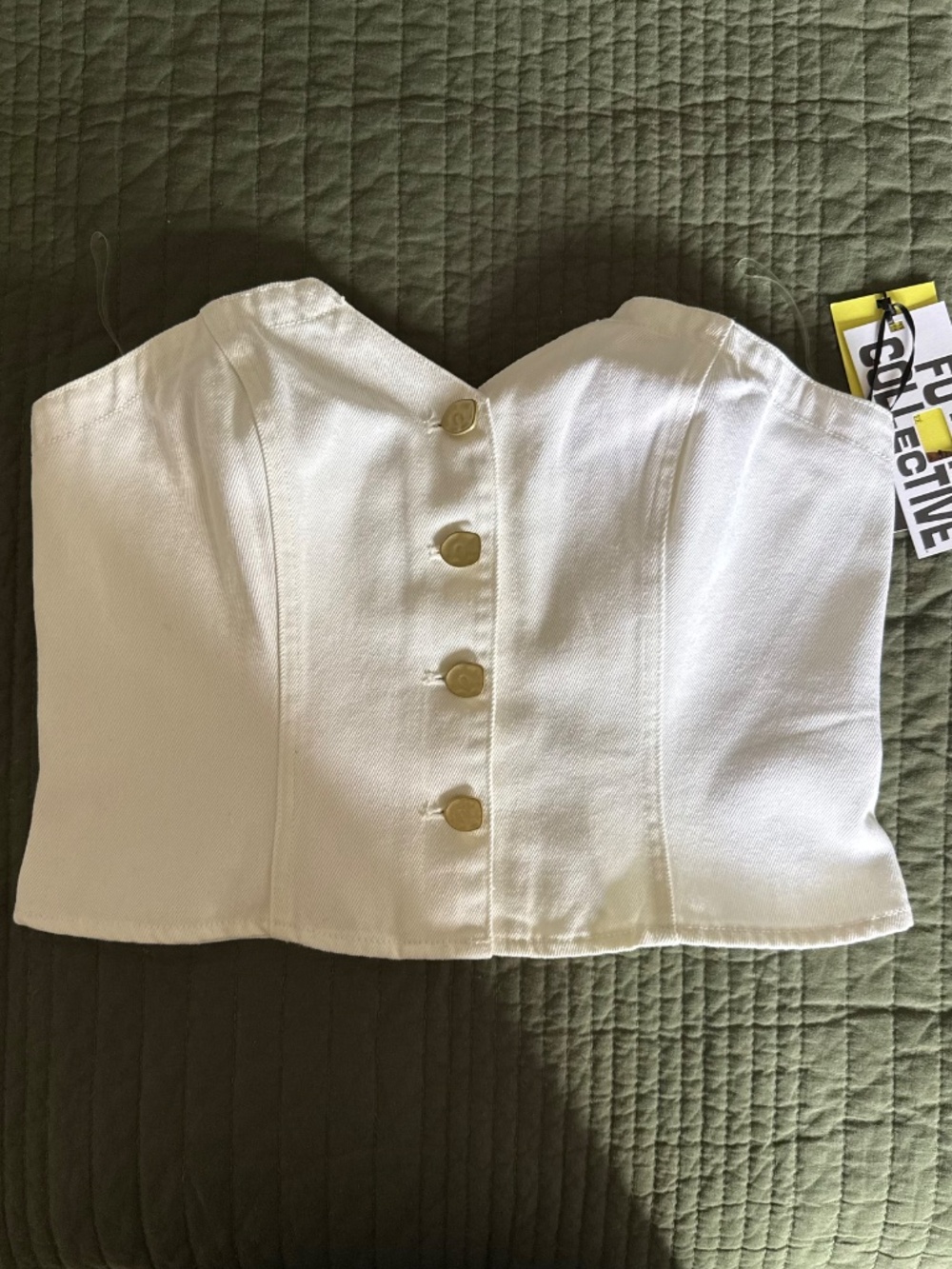 NWT Future Collective x Jenee Naylor White Denim Corset Top Size M - Picture 8 of 8